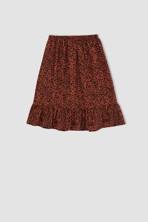 Хлопковая юбка с эластичной резинкой на талии для девочек с леопардовым принтом