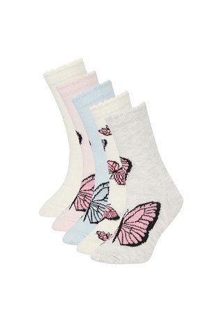 Комплект из 5 длинных носков из хлопка для девочек