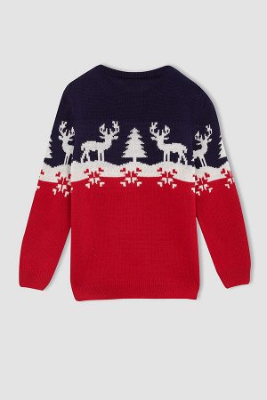 Рождественский вязаный свитер с изображением оленя для мальчика