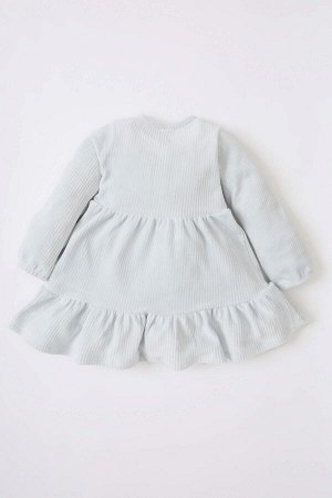 Бархатное платье с круглым вырезом и длинными рукавами для маленьких девочек