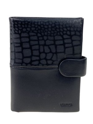 Мужской кошелёк-органайзер из натуральной кожи, цвет черный