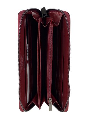 Женский кошелёк-портмоне из натуральной кожи, цвет бордо