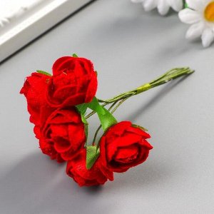 Декор для творчества "Нежные розы" (набор-букет 6 цветков) 12 см d=3,5 см МИКС