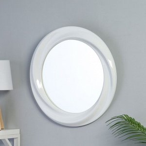 Зеркало настенное, круглое, белый рельеф д 50,4 см