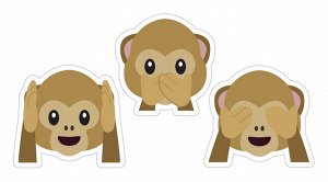 Декоративные виниловые наклейки 15х27 Три обезьянки 2