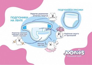 JOONIES Premium Soft Подгузники, размер M (6-11 кг), 58 шт.
