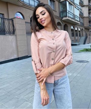 Рубашка Женская 4004 "Однотон Б/В" Розовая