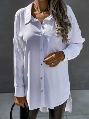 Рубашка Женская 5005 &quot;Однотон - Классика - Рыбка&quot; Белая