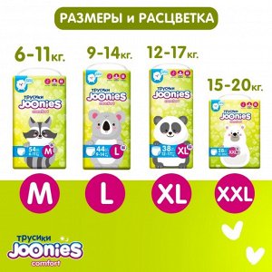 JOONIES Comfort Подгузники-трусики, размер XL (12-17 кг), 38 шт.