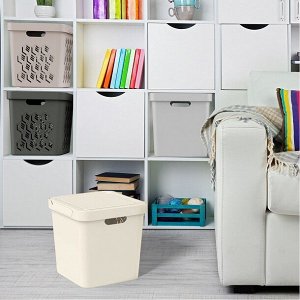 ЯЩИК для хранения С КРЫШКОЙ УНИВЕРСАЛЬНЫЙ "LUXE", 286х286х286 ММ, 18Л (Светло-бежевый)