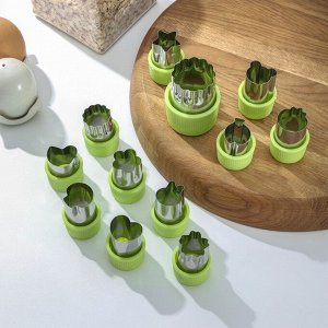 Набор овощерезок Доляна «Вкус», 12 предметов, цвет зелёный