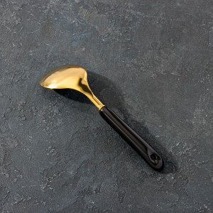 Ложка гарнирная Base, 26x17,8x4 см, цвет металла золотой, цвет ручки чёрный