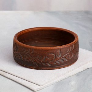 Сковорода "Кеци", декор, красная глина, 18 см, 0.6 л