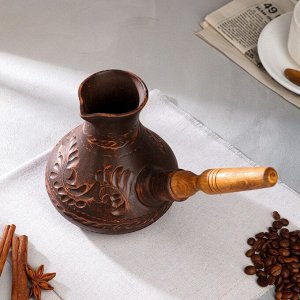 Турка для кофе "Резка", декор, красная глина, 0.5 л
