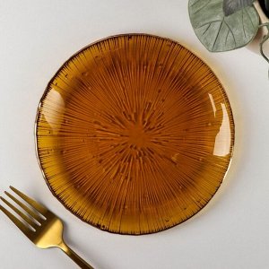 Тарелка стеклянная «Фейерверк», d=15,5 см, цвет янтарный