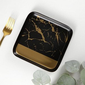 Тарелка квадратная Gold, 16x2 см, цвет черный