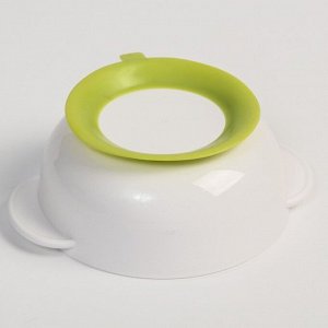 Набор детской посуды: миска на присоске 400мл., с крышкой, ложка, цвет белый/зеленый