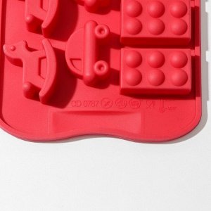Форма для льда и кондитерских украшений Доляна «Детские игрушки», 21x11 см, 15 ячеек, цвет МИКС