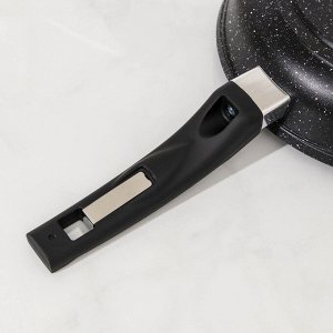 Сковорода «Гранит black Induction Pro», d=22 см, пластиковая ручка, индукция, антипригарное покрытие, цвет чёрный