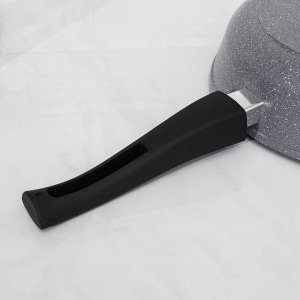 Сковорода Доляна «Марбл», d=26 см, стеклянная крышка, съёмная ручка, антипригарное покрытие, цвет серый
