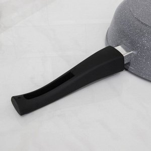 Сковорода Доляна «Марбл», d=28 см, стеклянная крышка, съёмная ручка, антипригарное покрытие, цвет серый