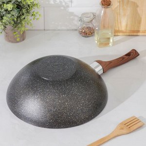 Сковорода wok Granit ultra, d=30, пластиковая ручка, h=10 см, антипригарное покрытие, цвет чёрный