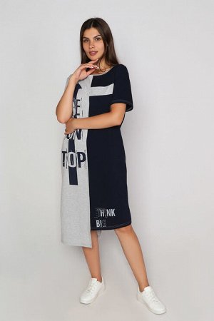 Платье "Top", серый меланж/темно-синий