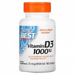 Doctor&#039;s Best, витамин D3, 25 мкг (1000 МЕ), 180 капсул