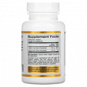 California Gold Nutrition, буферизованный витамин C в капсулах, 750 мг, 60 растительных капсул