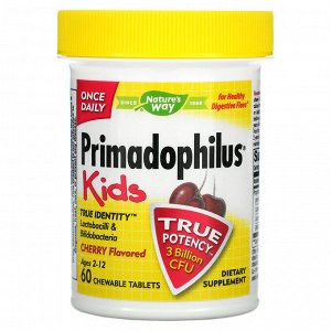Nature's Way, Primadophilus для детей со вкусом вишни, 60 жевательных таблеток