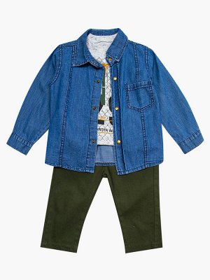 Комплект для мальчика: брюки, кофточка и джинсовая рубашка