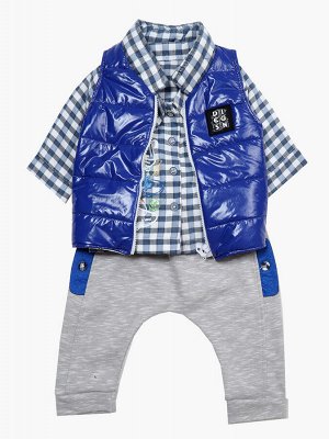 Комплект для мальчика: рубашка, штанишки и жилет на синтепоне