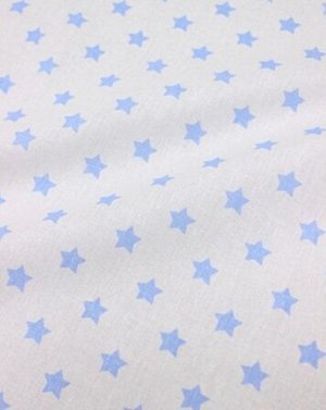Поплин "Мелкие звезды цв.голубой на белом", СОРТ2, ш.1.5м, хлопок-100%, 115гр/м.кв