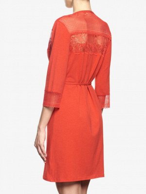 LUI et ELLE EF2702 melange rouge Халат женский с рукавом 3/4, элегантное и женственное изделие, способное подчеркнуть достоинства фигуры