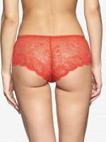 LUI et ELLE EF0532 melange rouge Женские трусики шортики из тонкого прозрачного кружева с растительными орнаментами