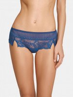LUI et ELLE EF0531 melange bleu marine Женские трусы шотрики из легкого прозрачного кружева с растительными узорами