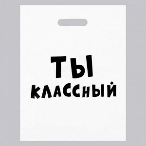 Пакет с приколами, полиэтиленовый с вырубной ручкой, «Ты классный»