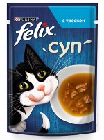 Felix® Суп для взрослых кошек, с треской, пауч, 48г