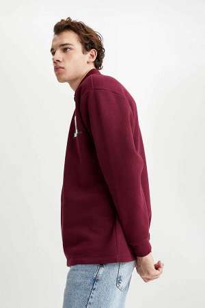 Cool Harvard University Licensed Oversize Fit Polo Collar Soft Feathered Sweatshirt