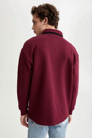 Cool Harvard University Licensed Oversize Fit Polo Collar Soft Feathered Sweatshirt