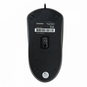 Мышь проводная SONNEN B61, USB, 1000 dpi, 2 кнопки + колесо-кнопка, оптическая, черная, 513513