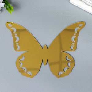 Наклейка интерьерная зеркальная "Бабочка ажурная" золото 21х15 см