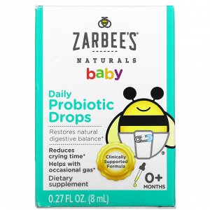 Zarbee's, Для детей, ежедневные пробиотические капли, от 0 месяцев, 8 мл (0,27 жидк. Унции)