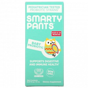 SmartyPants, Детский пробиотик, 0–24 месяца, без добавок, 8 мл (0,27 жидк. Унции)