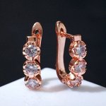Серьги со стразами &quot;Магия&quot; дорожка, трио, цвет белый в розовом золоте