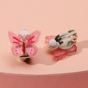 Клипсы детские "Выбражулька" бабочка глянец, цвет розовый