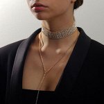 Чокер &quot;Грация искр&quot; узкий, цвет белый в золоте, L=31 см