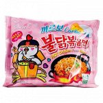 Лапша пшеничная Samyang ХОТ ЧИКЕН КАРБОНАРА РАМЕН. Острая со вкусом курицы в соусе карбонара 130 гр. м/у Ю.Корея.(Buldak Carbonara)