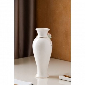 Ваза керамическая "Кокетка", настольная, белая, цветная лепка, 28 см, авторская работа