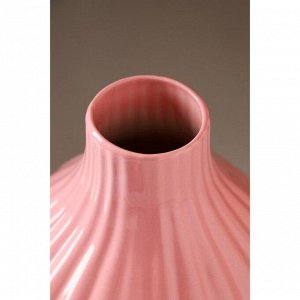 Ваза керамическая "Инжир", настольная, геометрия, розовая, 22 см